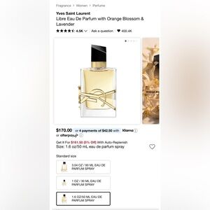 YSL Libre Eau De Parfum with Orange Blossom & Lavender